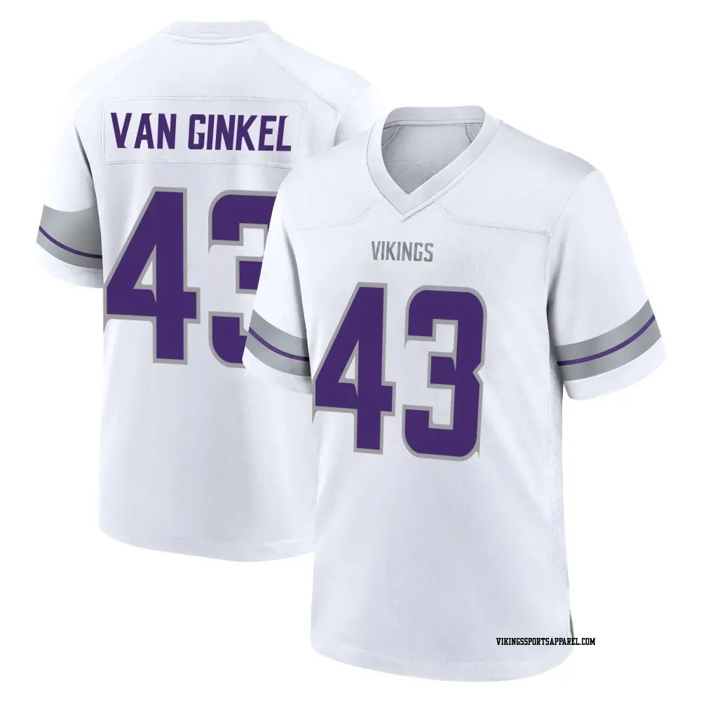 Game White Youth Andrew Van Ginkel Minnesota Vikings Alternate Jersey