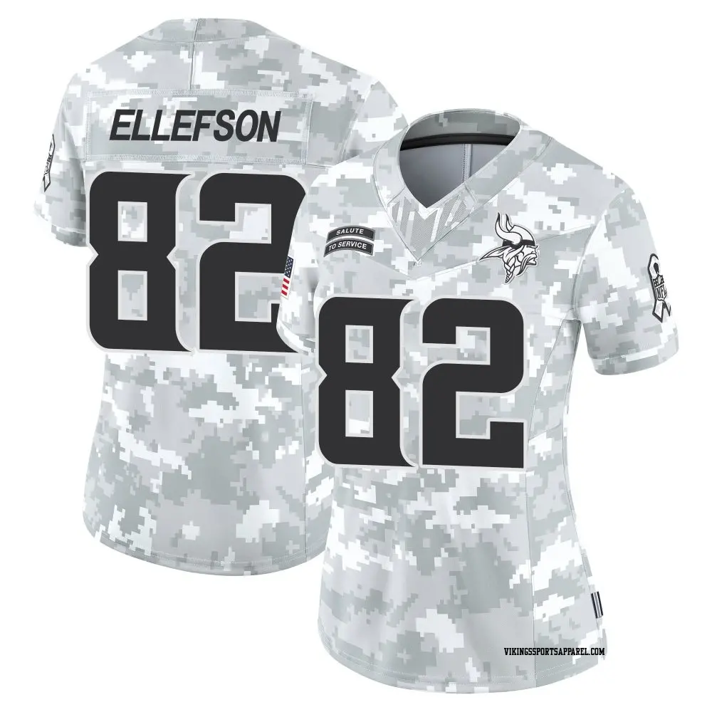 Limited Arctic Camo Women's Ben Ellefson Minnesota Vikings 2024 Salute to Service Jersey