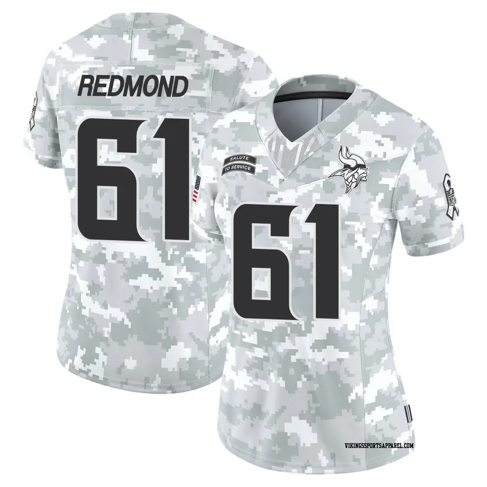 Limited Arctic Camo Women's Jalen Redmond Minnesota Vikings 2024 Salute to Service Jersey