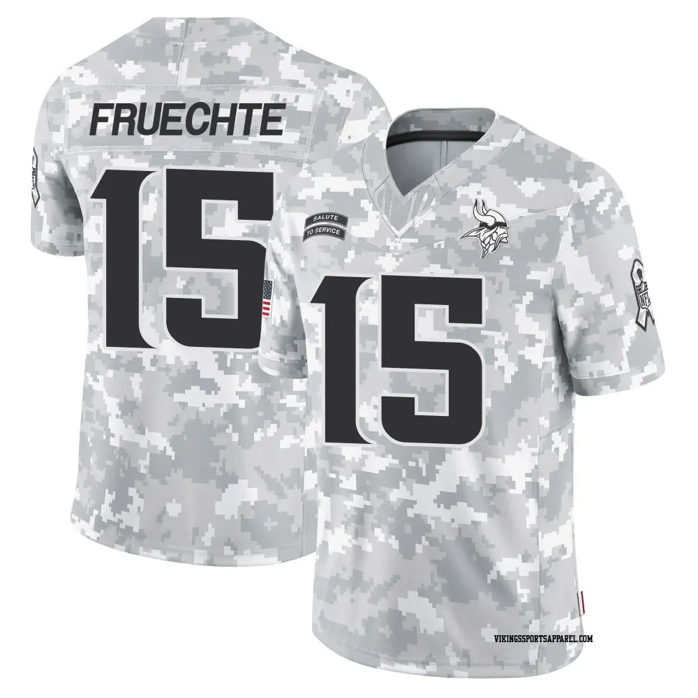 Limited Arctic Camo Youth Isaac Fruechte Minnesota Vikings 2024 Salute to Service Jersey