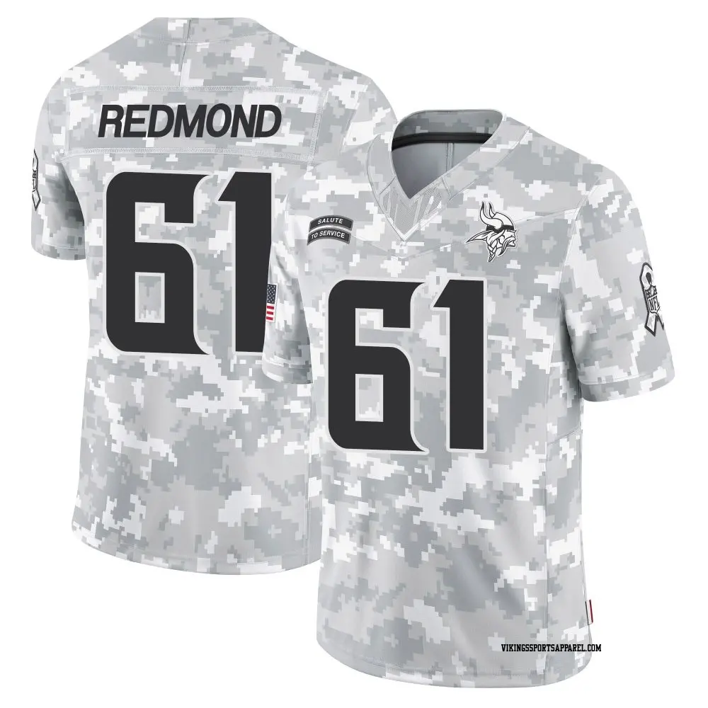 Limited Arctic Camo Youth Jalen Redmond Minnesota Vikings 2024 Salute to Service Jersey