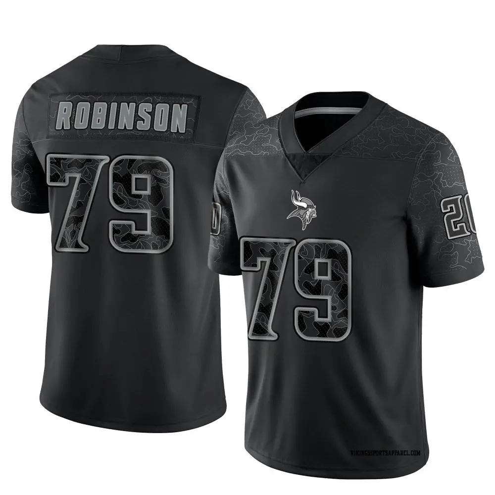 Limited Black Men s Tyrese Robinson Minnesota Vikings Reflective Jersey Vikings Store